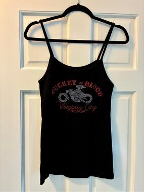Bucket of Blood Saloon Rhinestone Camisole Tank Top Virginia City NV Size L